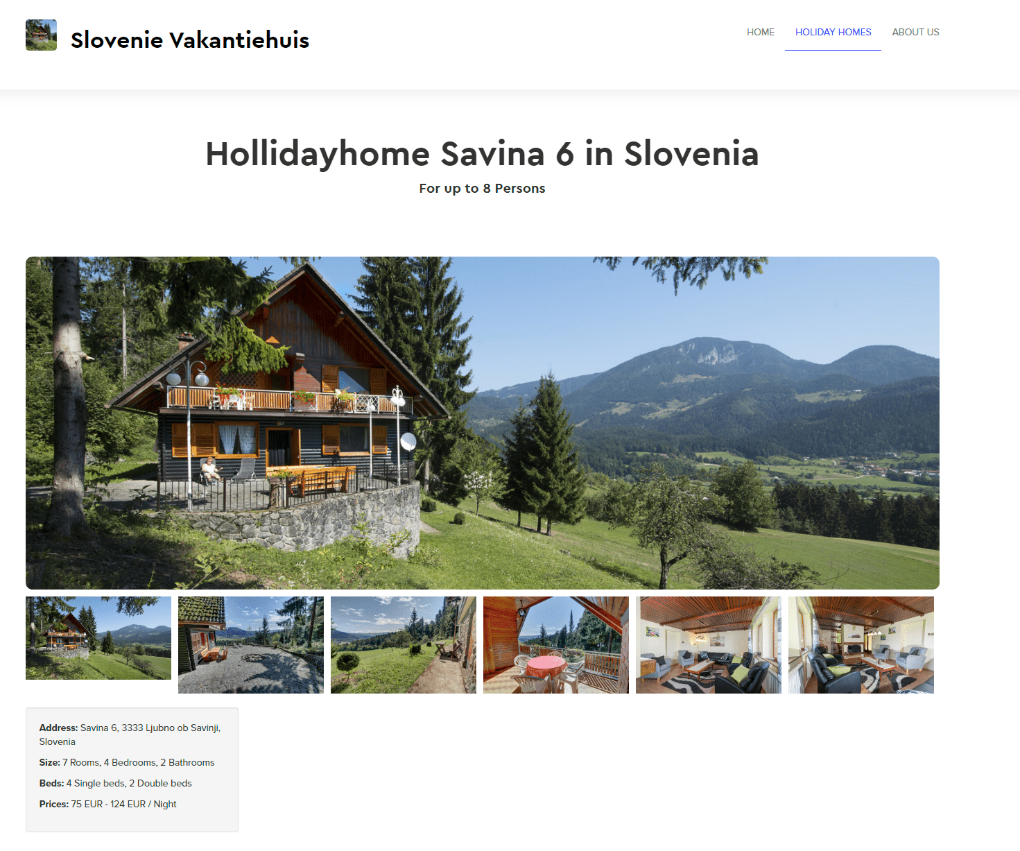 Integration of the website Slovenievakantiehuis.nl